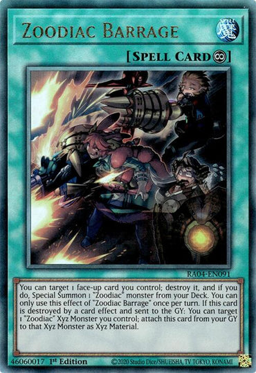 Zoodiac Barrage [RA04-EN091] Prismatic Ultimate Rare