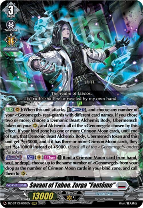 Savant of Taboo, Zorga "Fantome" (DZ-BT13/008EN) [Parallactic Clash]