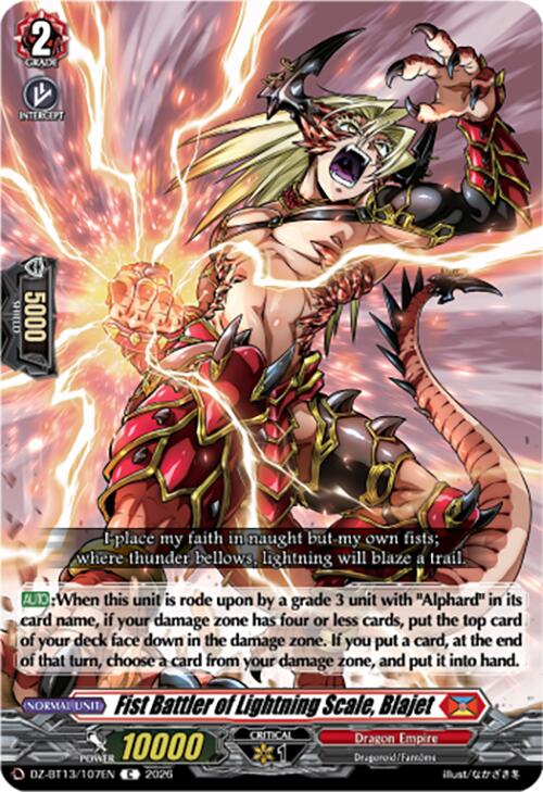 Fist Battler of Lightning Scale, Blajet (DZ-BT13/107EN) [Parallactic Clash]