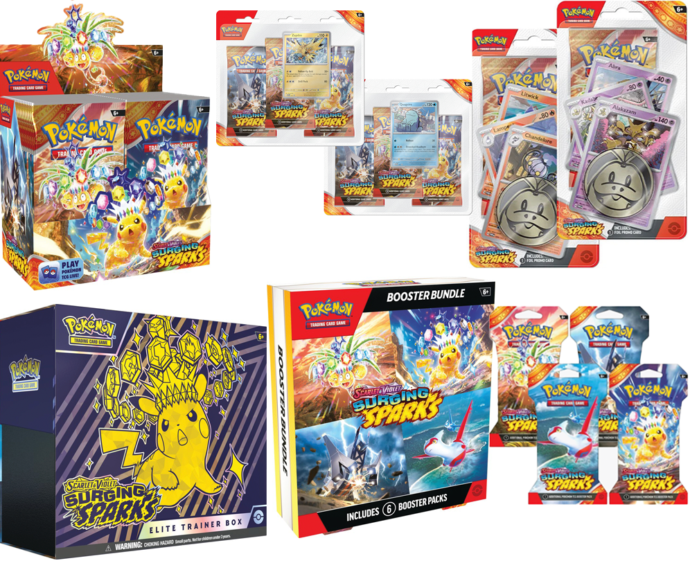 Pokemon Scarlet and Violet 8 (SV08) Surging Sparks - ALL IN ONE Bundle - BEST DEAL